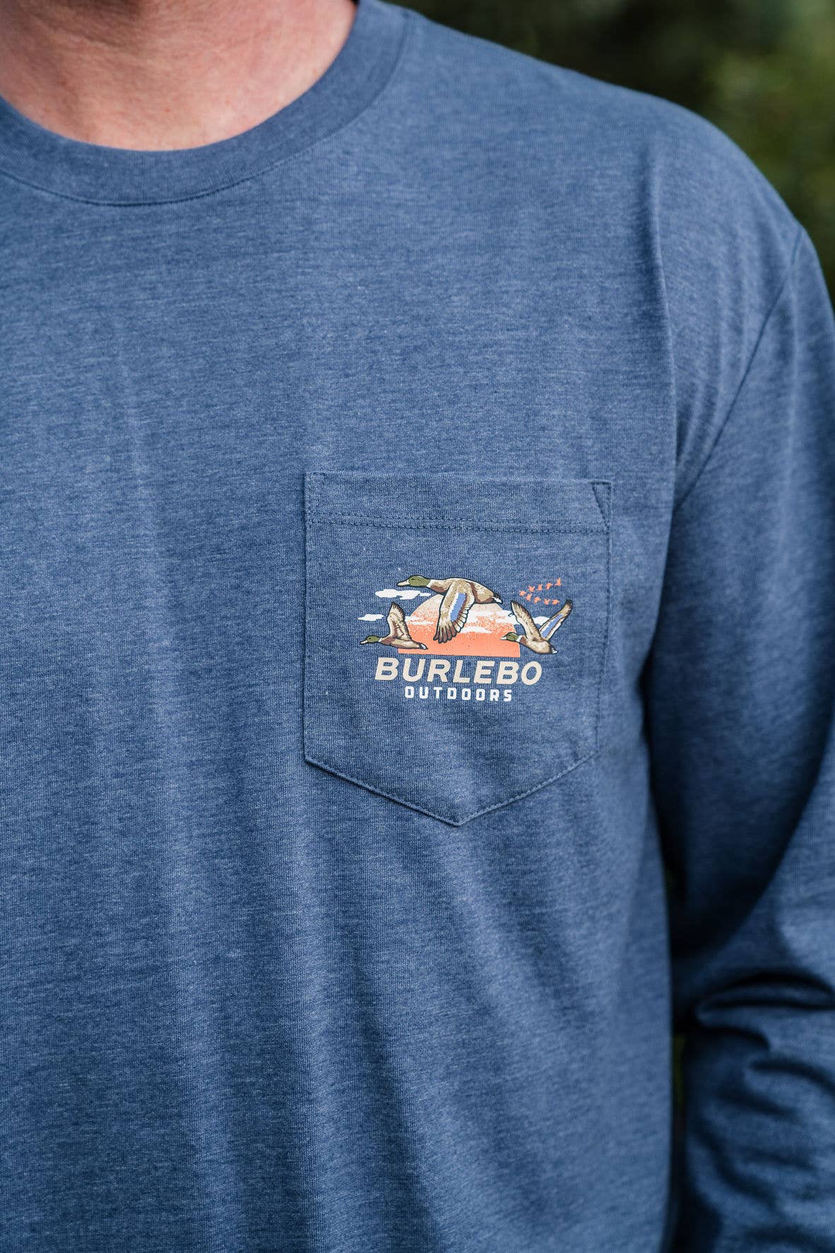 Sunset Ducks - L/S - Heather Navy: XLarge