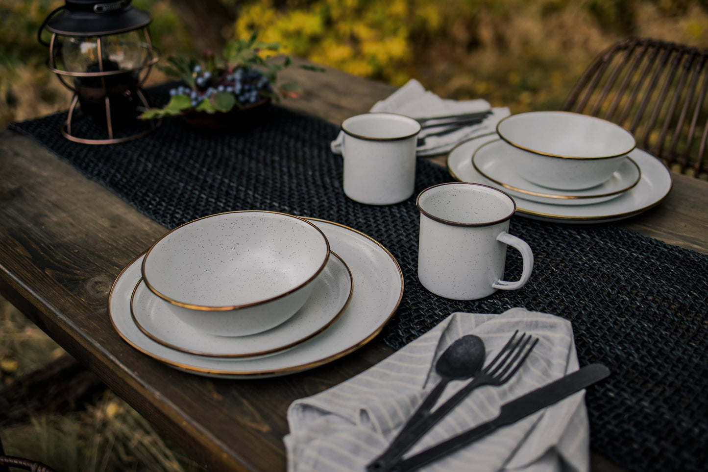 Enamel Deep Plate (Set of 2): Eggshell