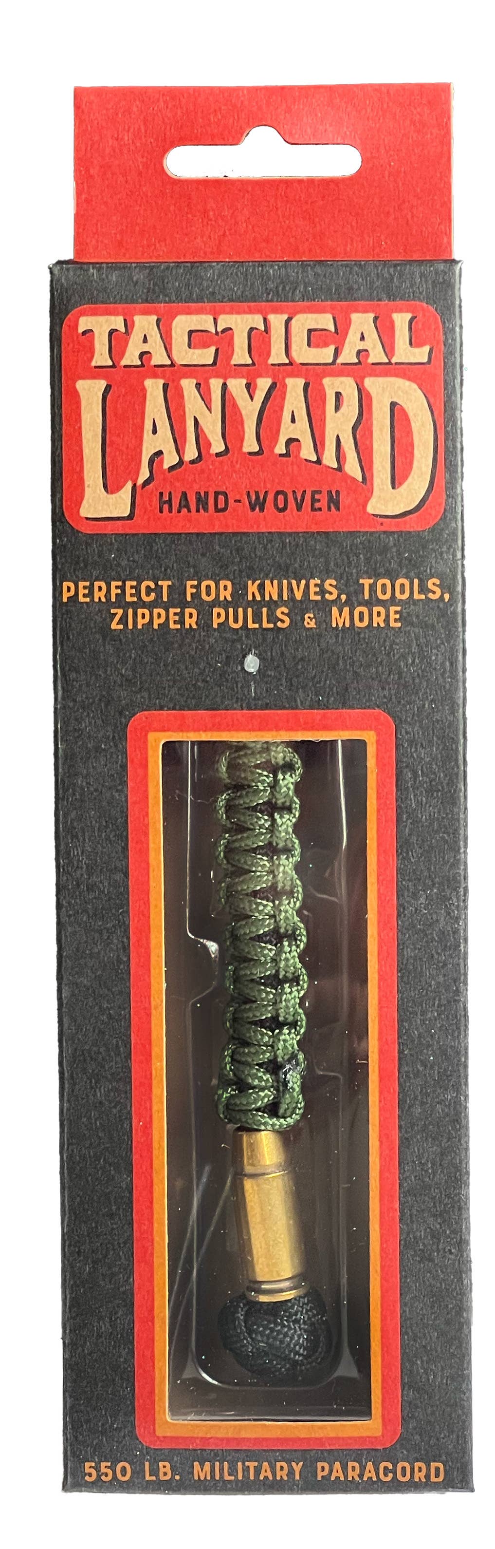 Tactical Lanyard, Green w/ Brass Bullet