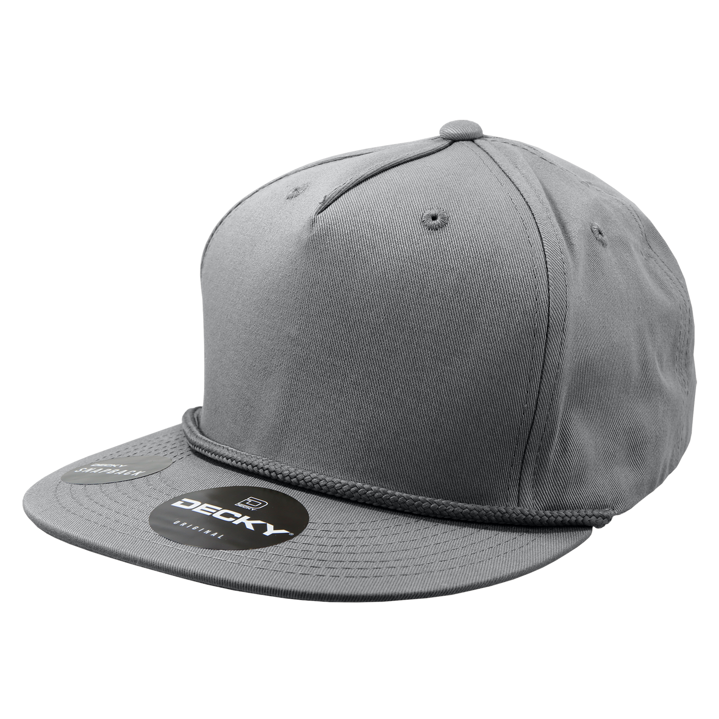 Decky 1041 - Classic Flat Bill Golf Hat with Rope, Snapback: Black