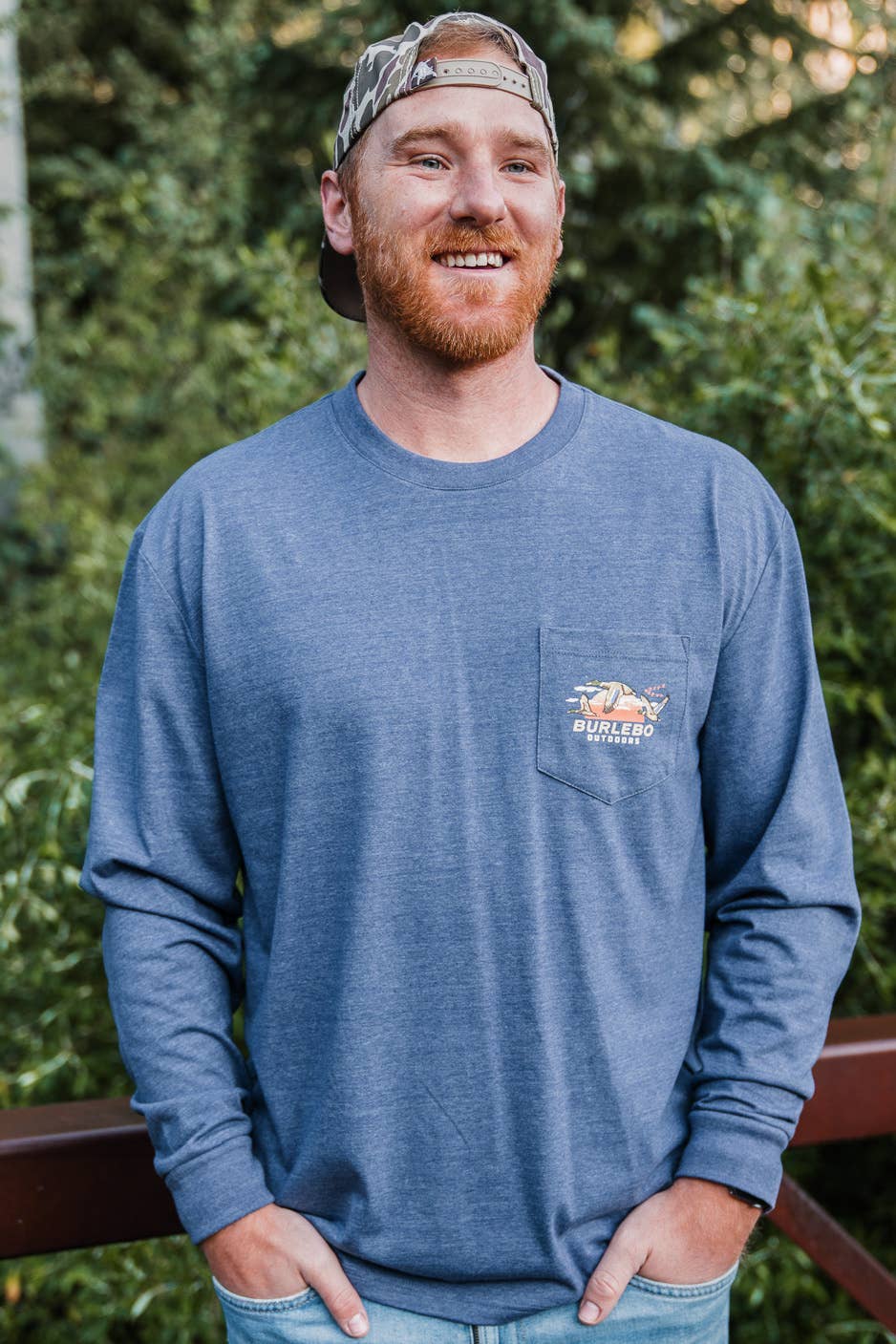 Sunset Ducks - L/S - Heather Navy: XLarge