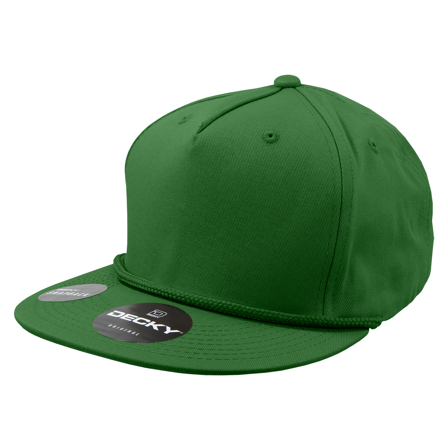 Decky 1041 - Classic Flat Bill Golf Hat with Rope, Snapback: Black