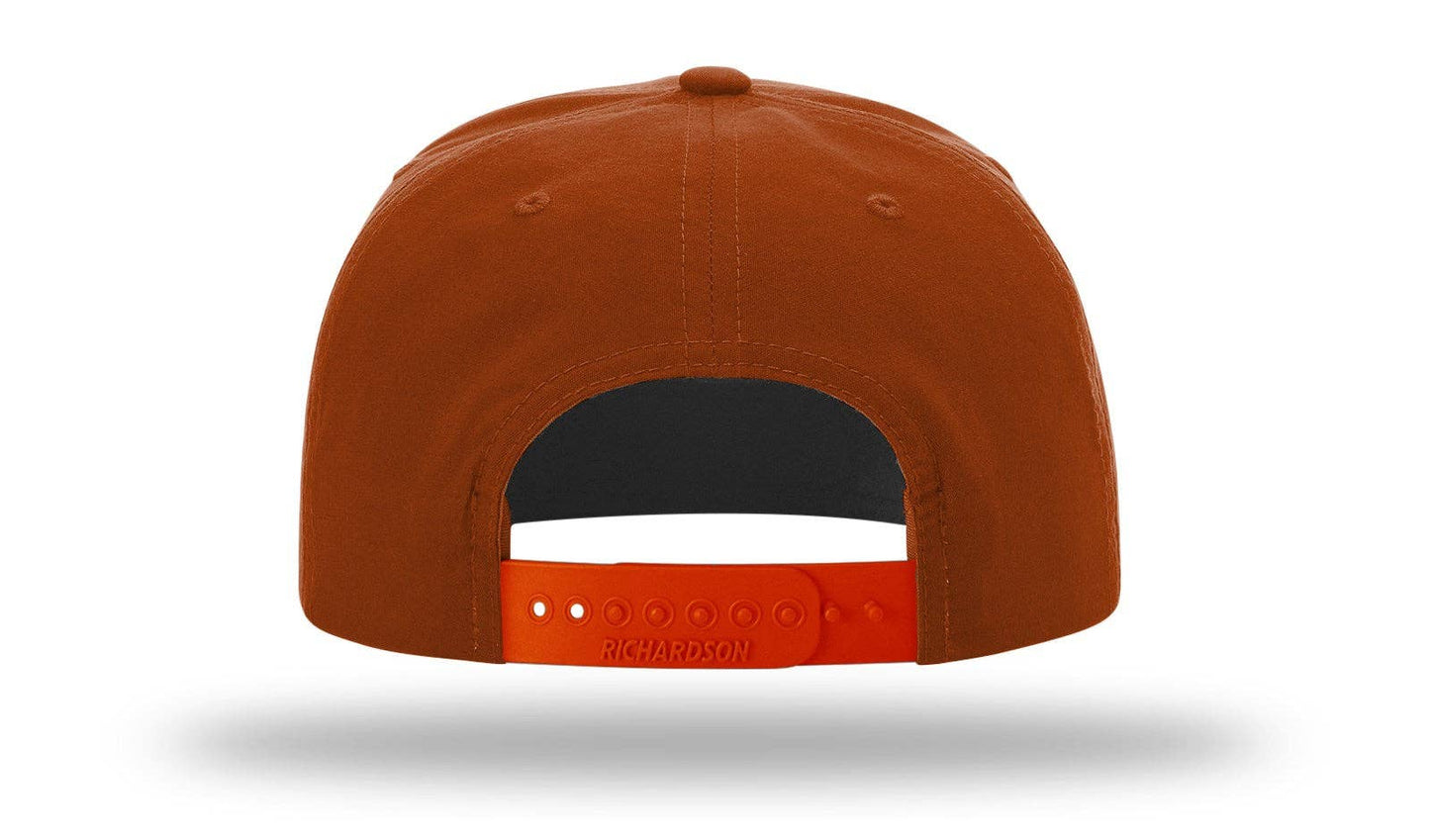 Richardson 256 Grandpa Pinch 5-Panel Hat, Rope Cap, Umpqua: Red/White