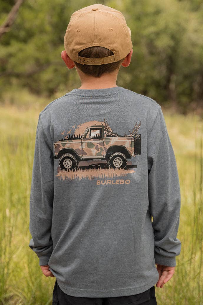 Youth - Loaded Down Bronco - L/S - Heather Blue Jean: Large (10-12)