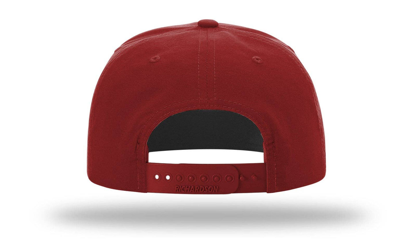Richardson 256 Grandpa Pinch 5-Panel Hat, Rope Cap, Umpqua: Red/White