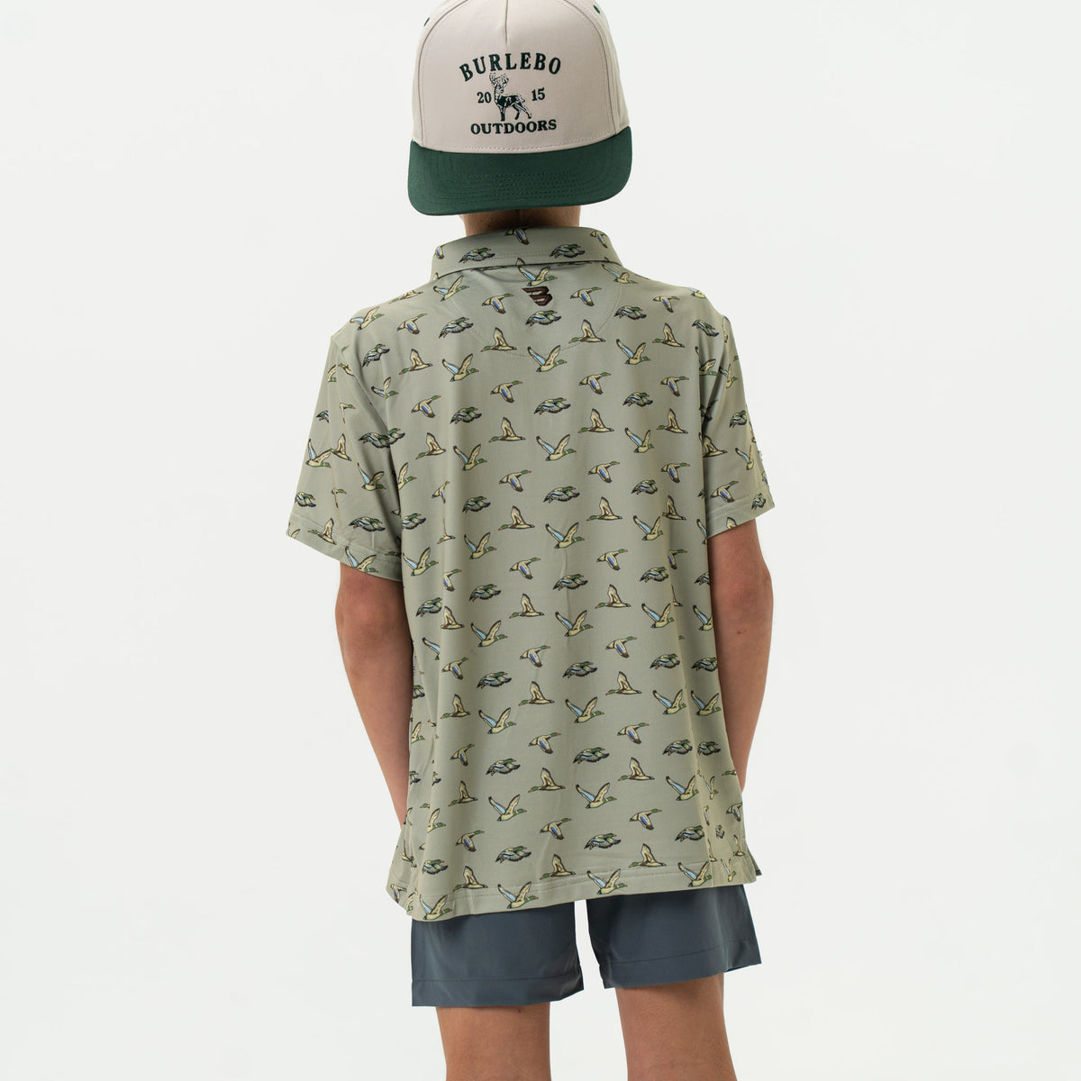 Youth-Performance Polo-Flying Ducks Green