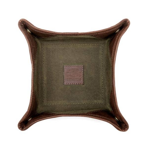 Campaign Waxed Canvas Desk Caddy: Hickory / Navy