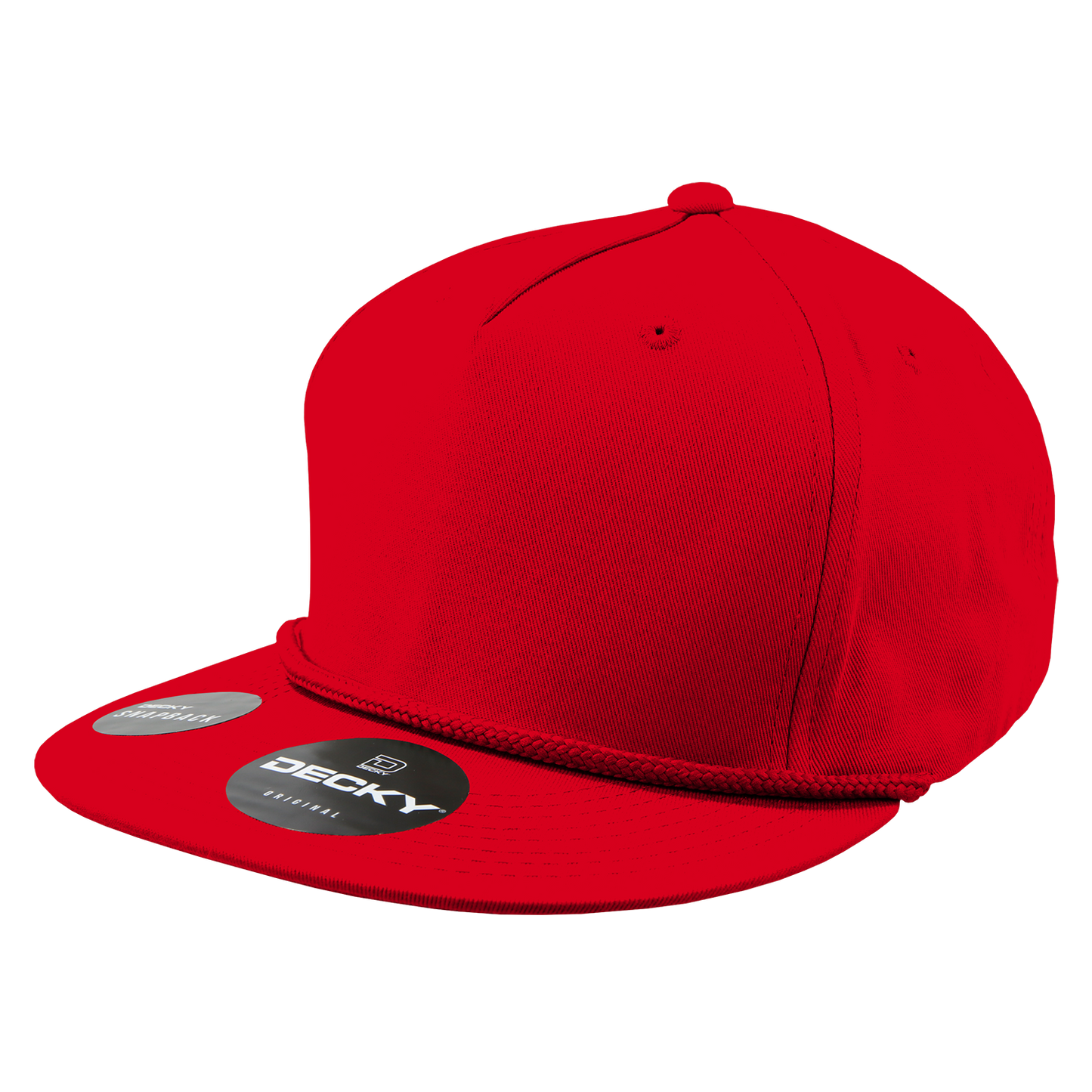 Decky 1041 - Classic Flat Bill Golf Hat with Rope, Snapback: Black