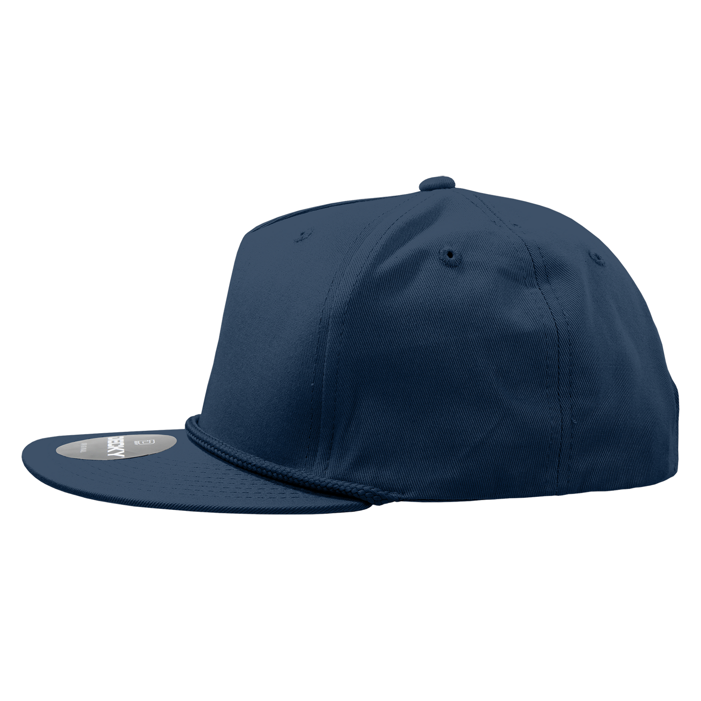 Decky 1041 - Classic Flat Bill Golf Hat with Rope, Snapback: Black