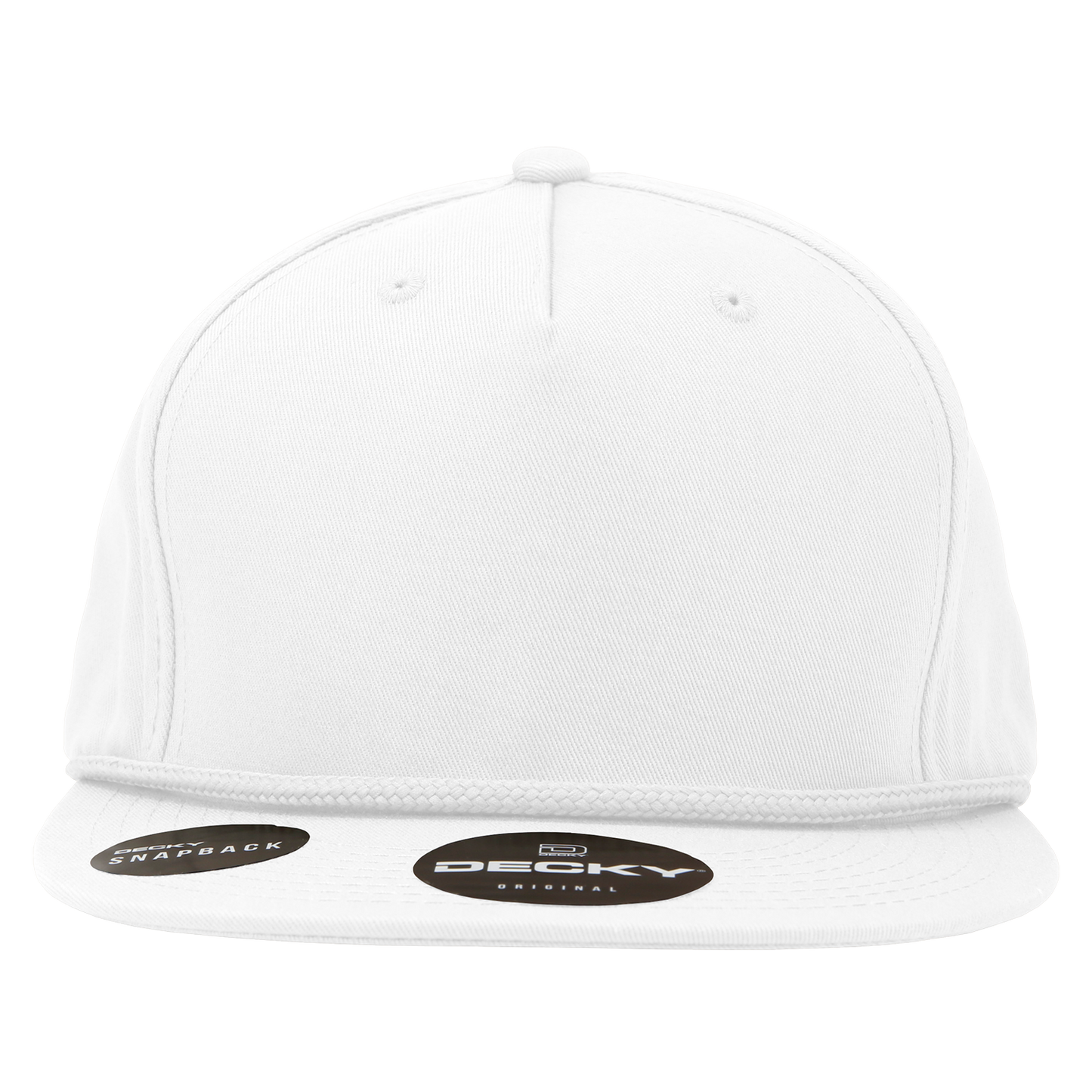 Decky 1041 - Classic Flat Bill Golf Hat with Rope, Snapback: Black