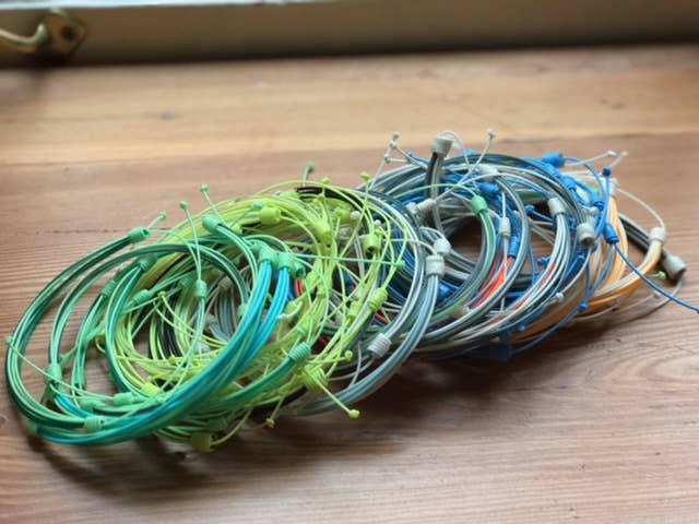 Flyvines Recycled Fly Line Strand Adjustable Bracelets: Mix / Adult
