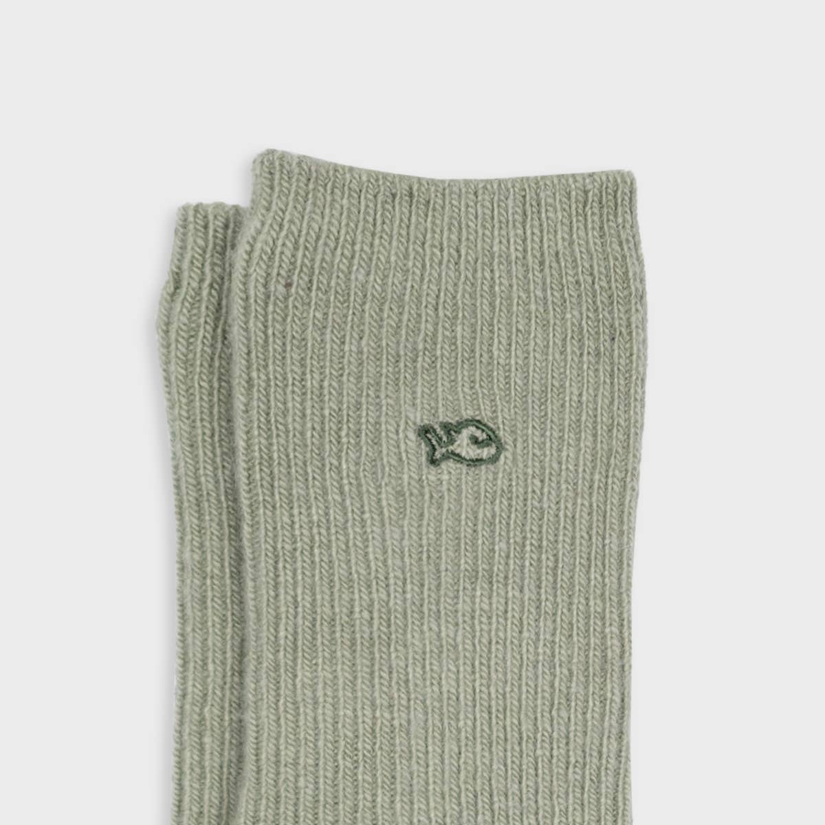 Almond green wool socks with angora: One size