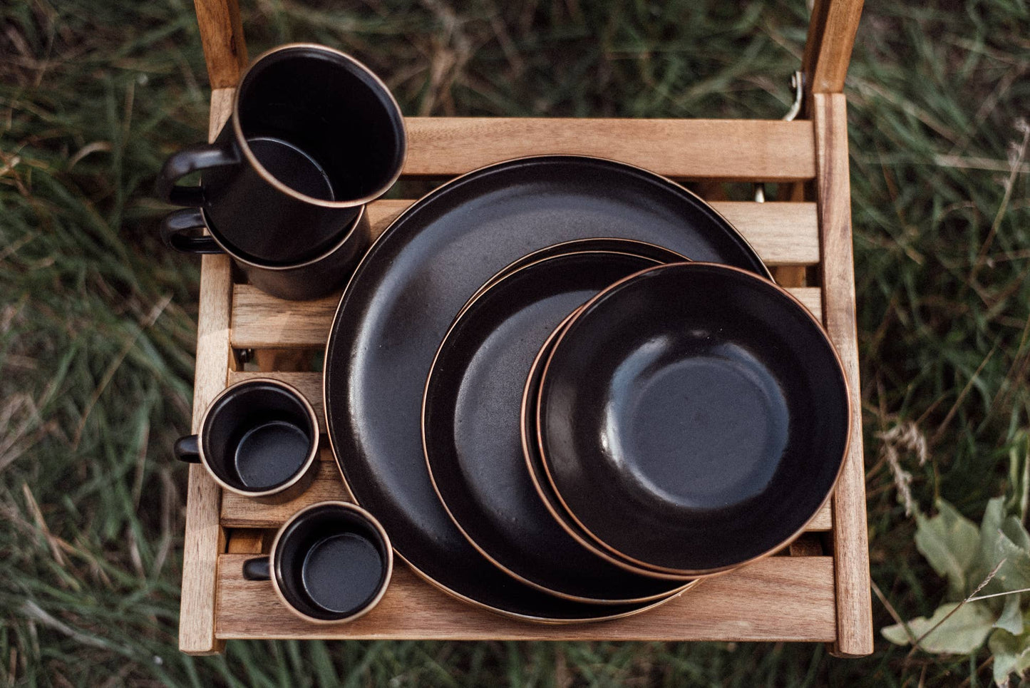 Enamel Deep Plate (Set of 2): Charcoal