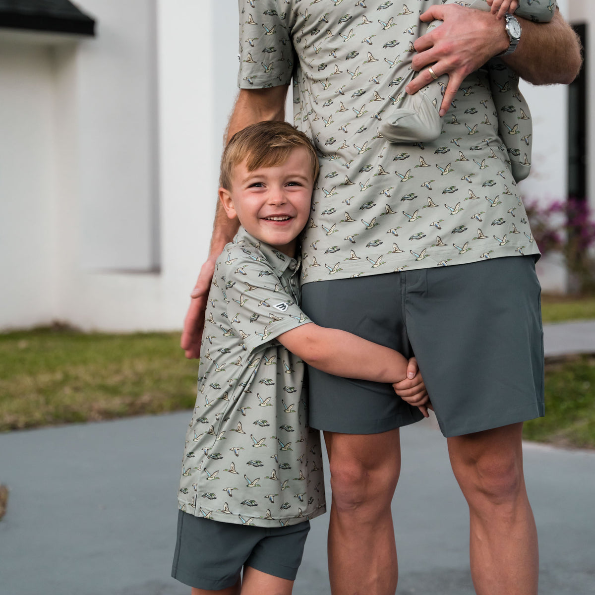 Youth-Performance Polo-Flying Ducks Green