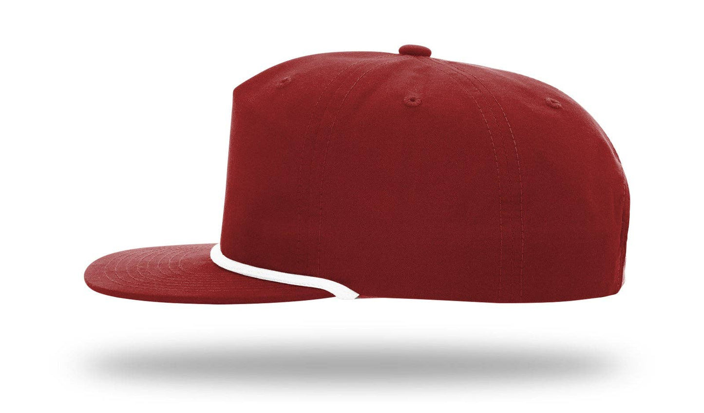 Richardson 256 Grandpa Pinch 5-Panel Hat, Rope Cap, Umpqua: Red/White
