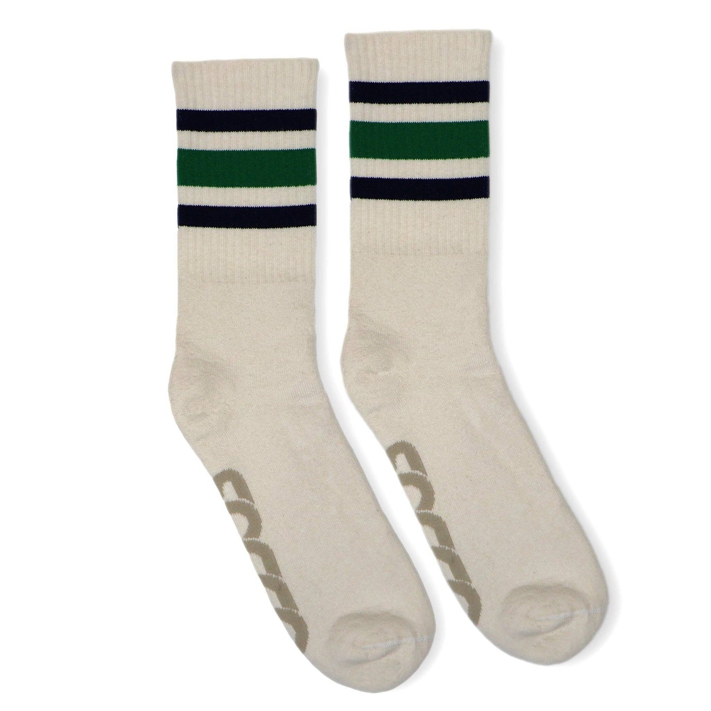 SOCCO Naturals | Navy & Kelly Green Striped: Natural / Crew / L/XL