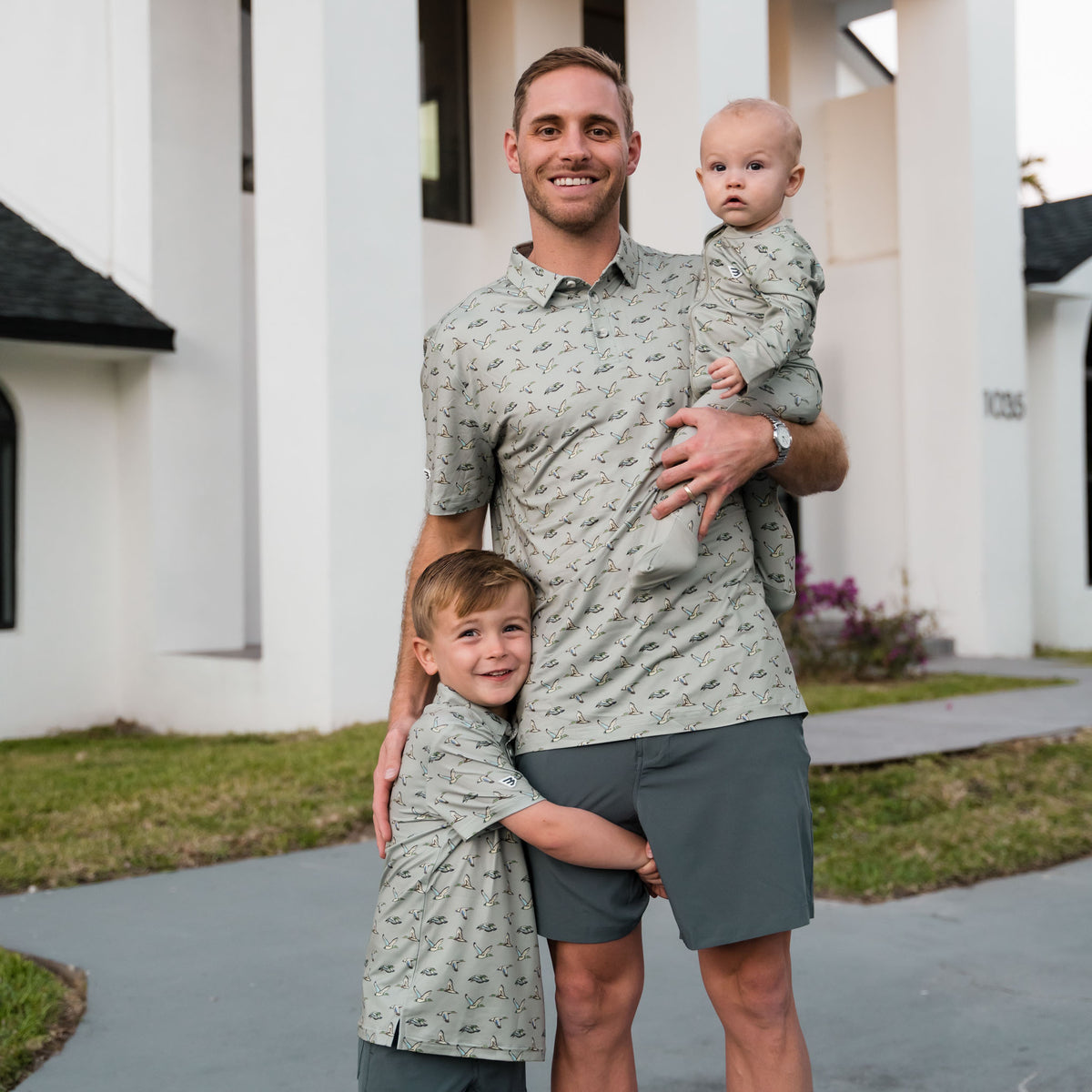 Youth-Performance Polo-Flying Ducks Green