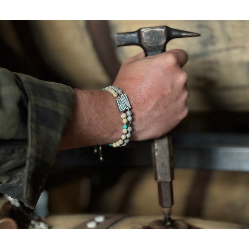 Trout Sandalwood + Turquoise Beads