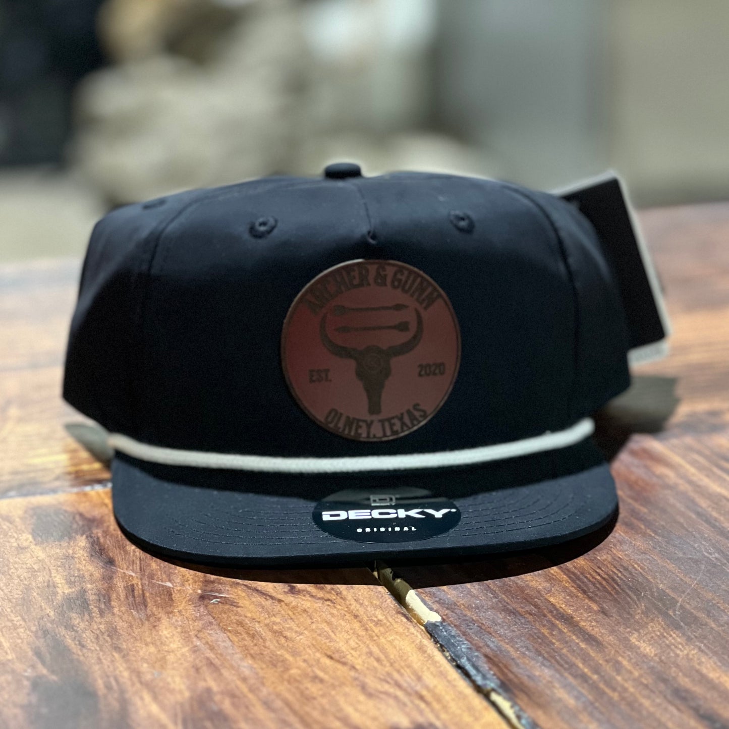 Archer & Gunn Leather Patch Hat - Decky Rope Black/White - Multiple Patch Options