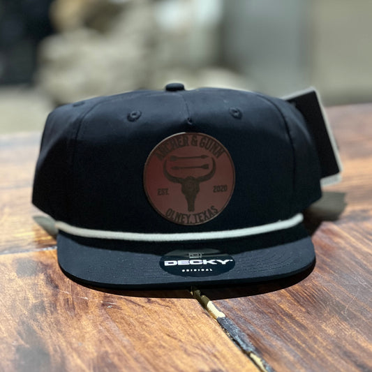 Archer & Gunn Leather Patch Hat - Decky Rope Black/White - Multiple Patch Options