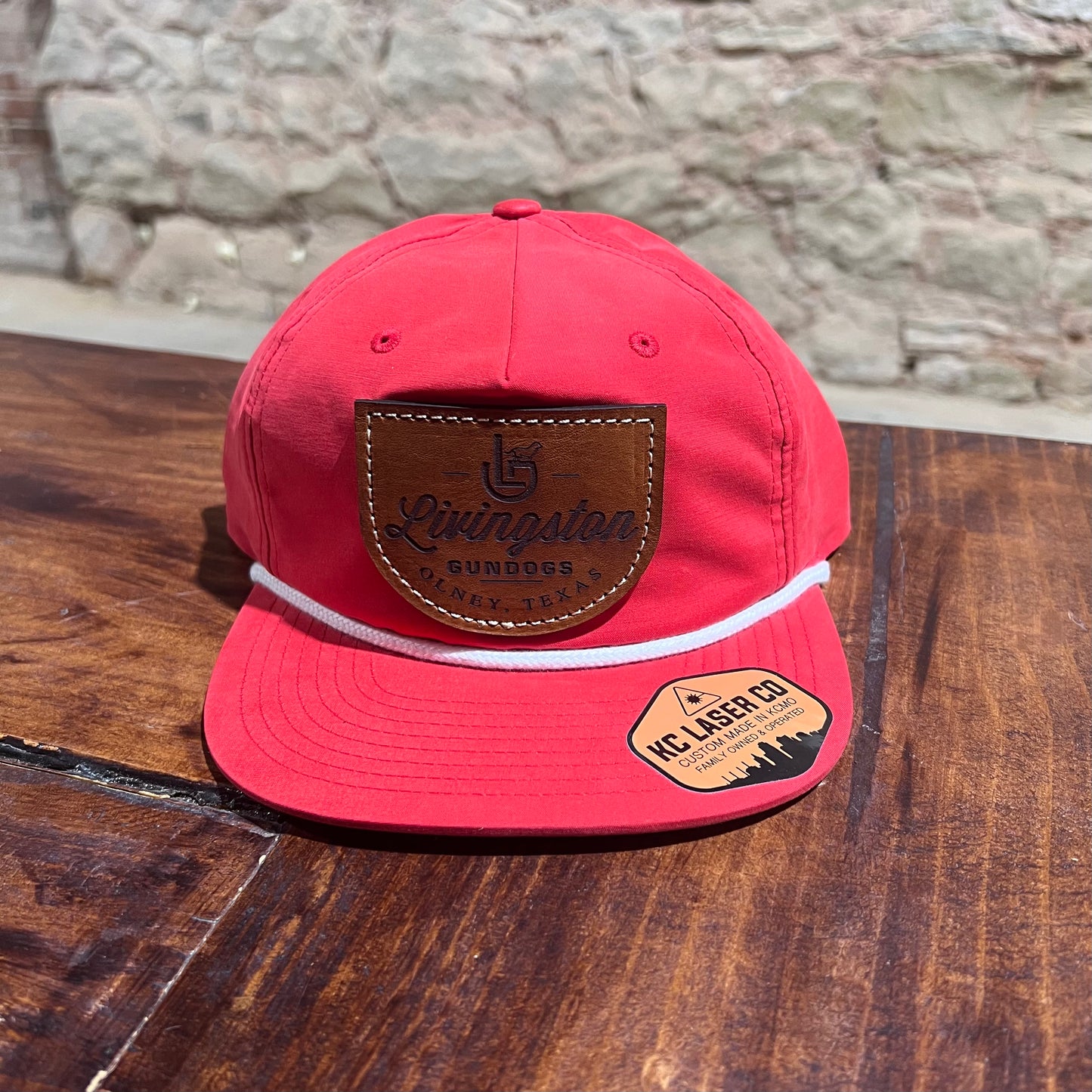 Livingston Gundogs Leather Patch Rope Hat - red half moon