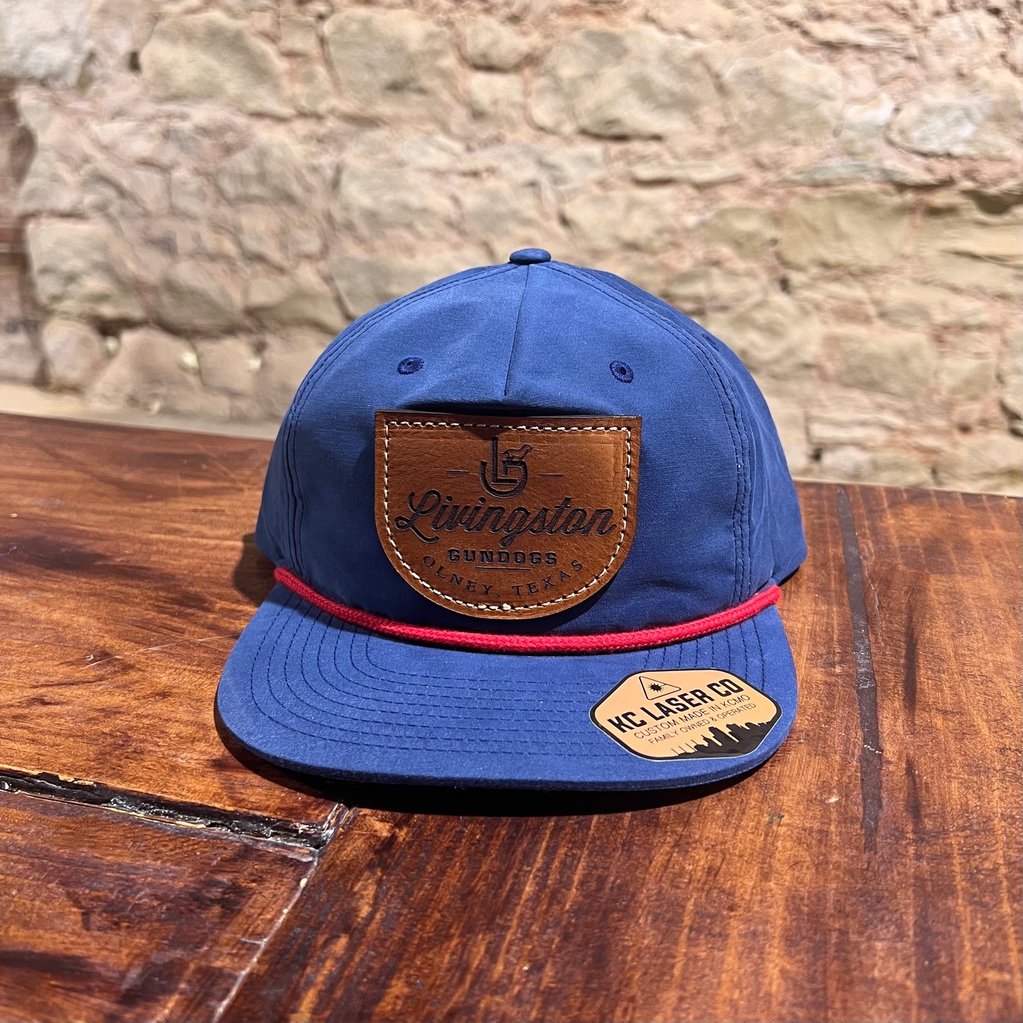 Livingston Gundogs Leather Patch Rope Hat - navy half moon