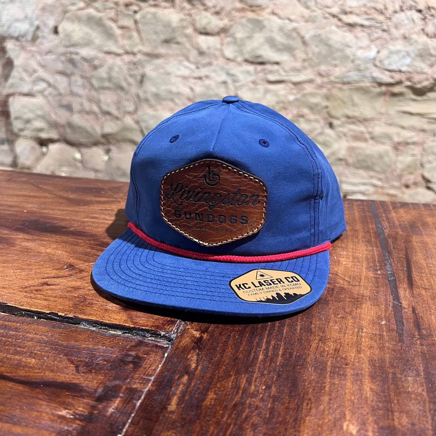 Livingston Gundogs Leather Patch Rope Hat - navy diamond