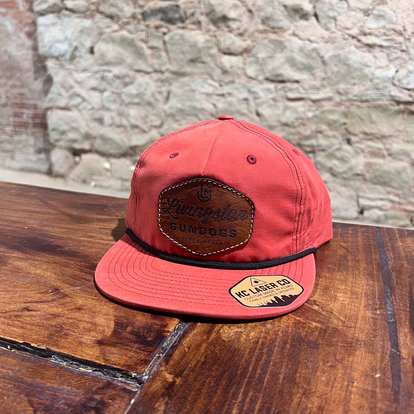 Livingston Gundogs Leather Patch Rope Hat - faded red diamond
