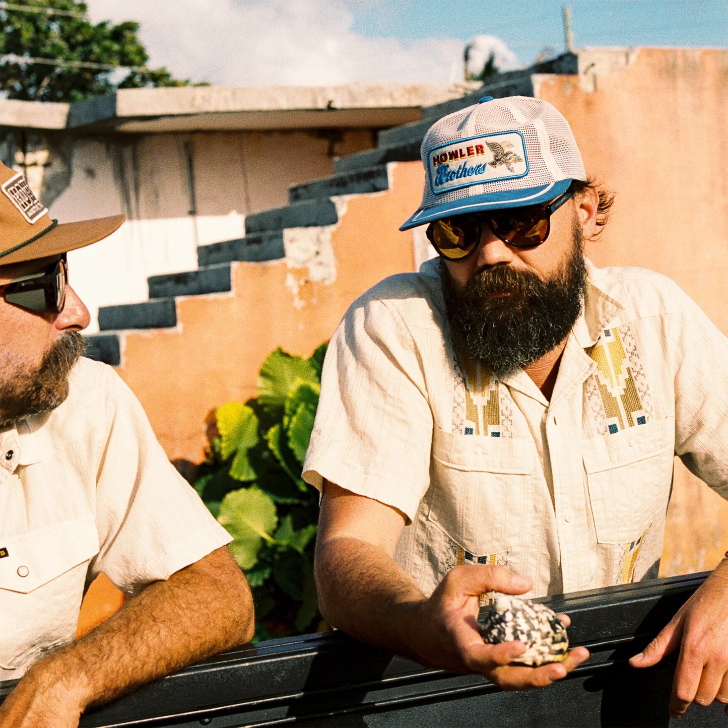 Unstructured Snapback Hats: Osprey Prey Feedstore Snapback: Stone/Blue