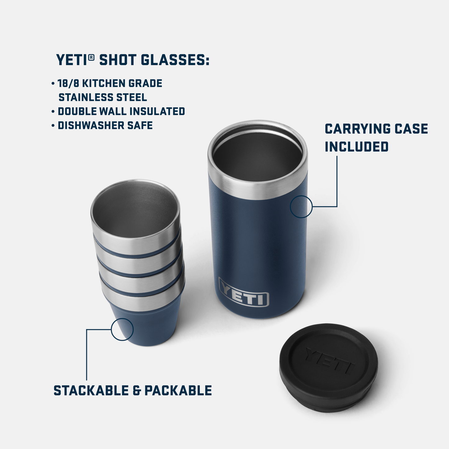 YETI Shot Glasses WITH CARRYING CASE