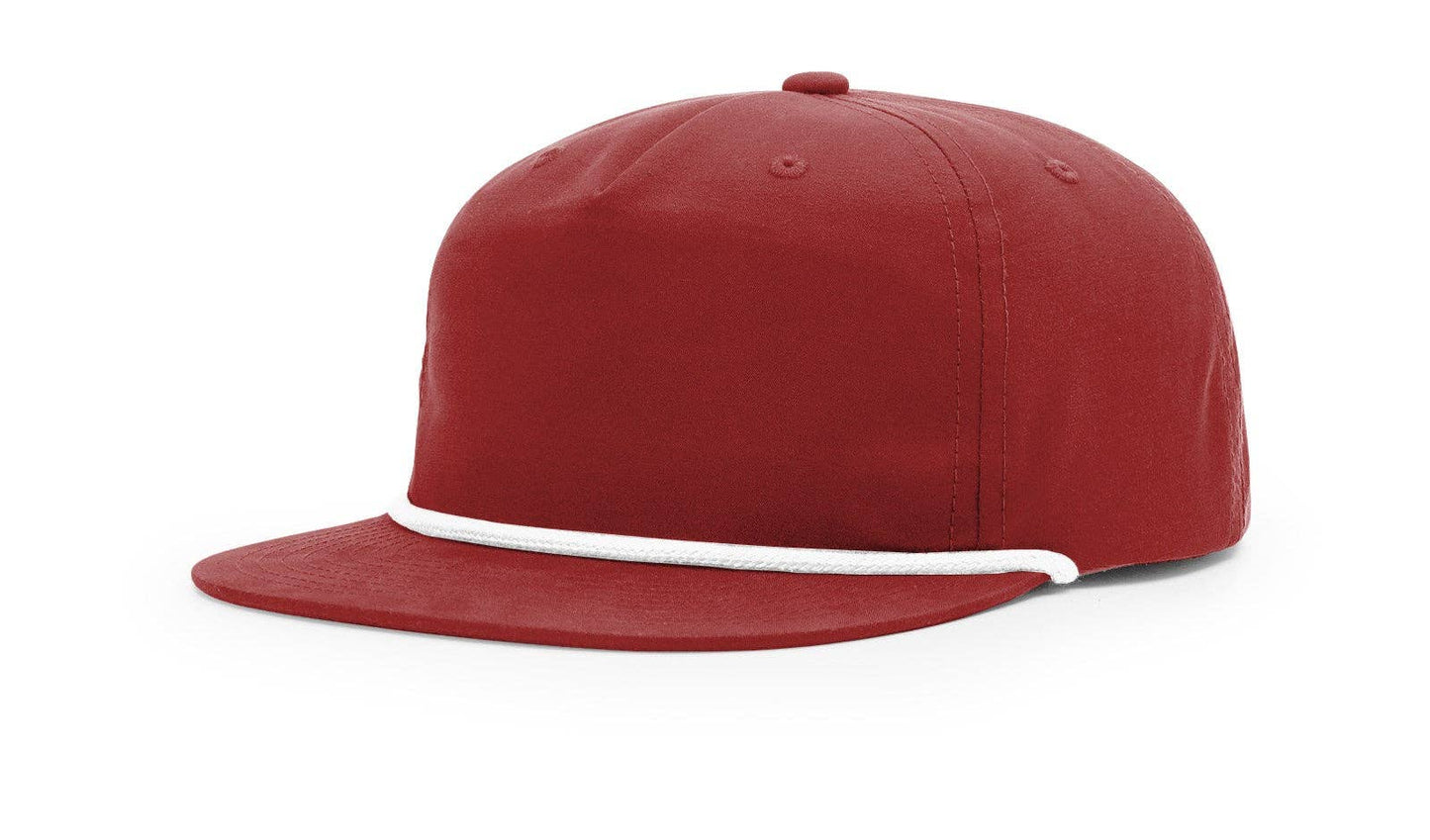 Richardson 256 Grandpa Pinch 5-Panel Hat, Rope Cap, Umpqua: Red/White