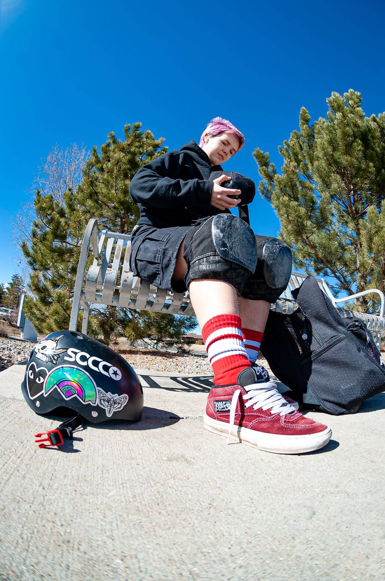 White Striped Socks | Red: Red / Crew / L/XL