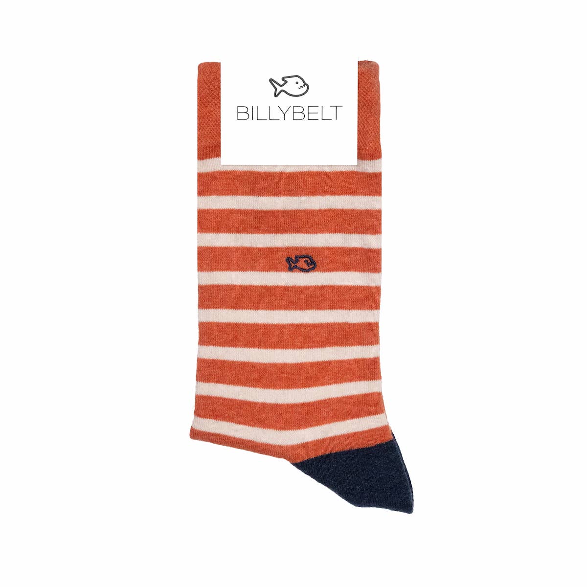 Wide orange striped combed cotton socks