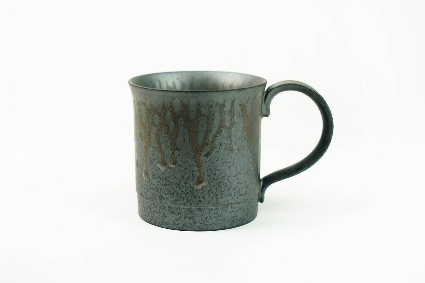 Silver Ceramic Mug with Bronze Drip Glaze: Single
