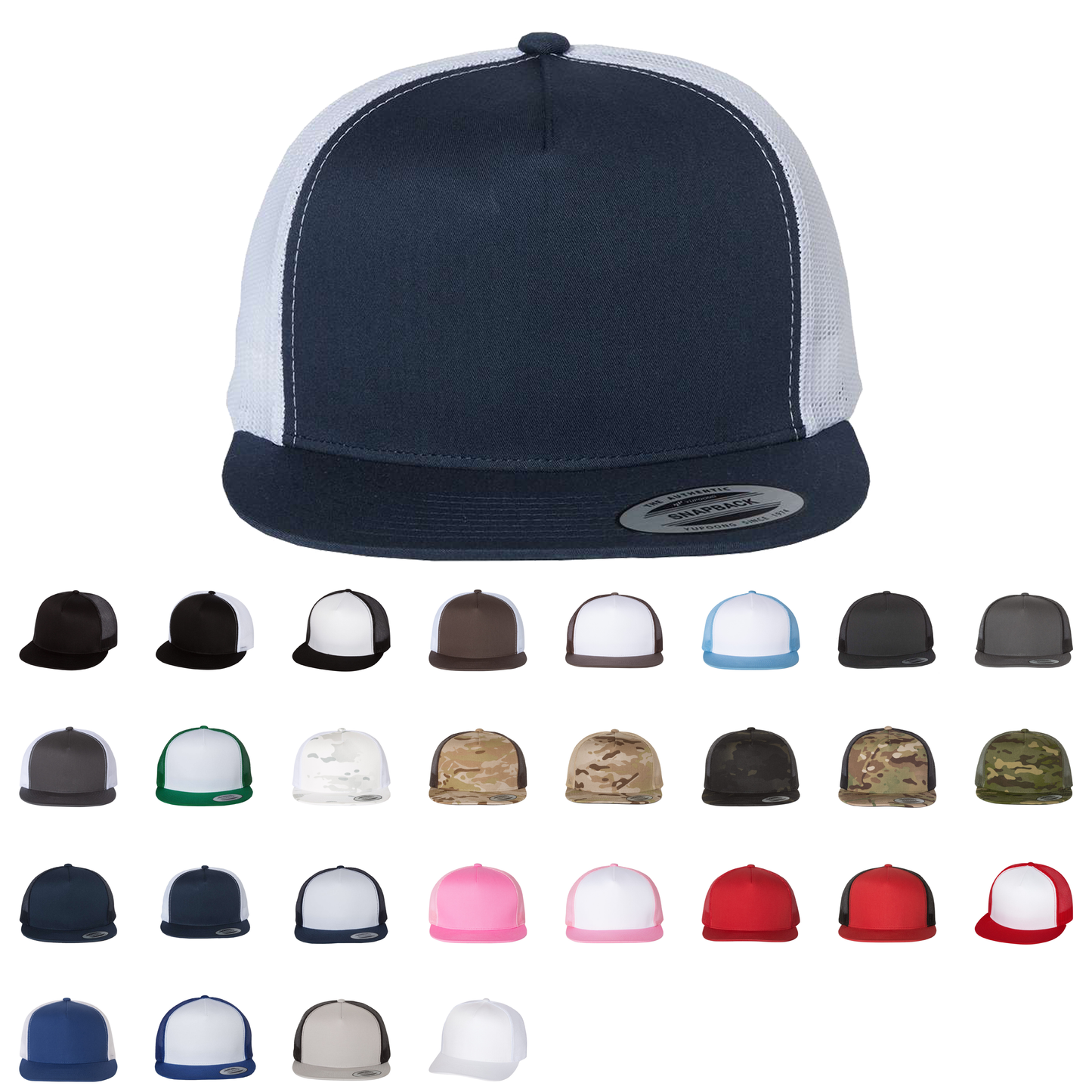 YP Classics®, Yupoong 6006 - Flat Bill Trucker Cap - 6006: White