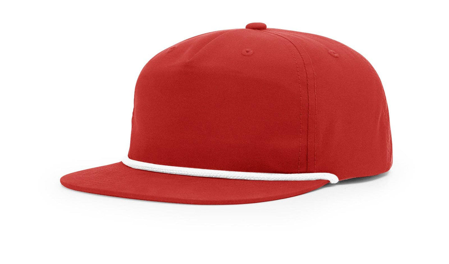 Richardson 256 Grandpa Pinch 5-Panel Hat, Rope Cap, Umpqua: Red/White