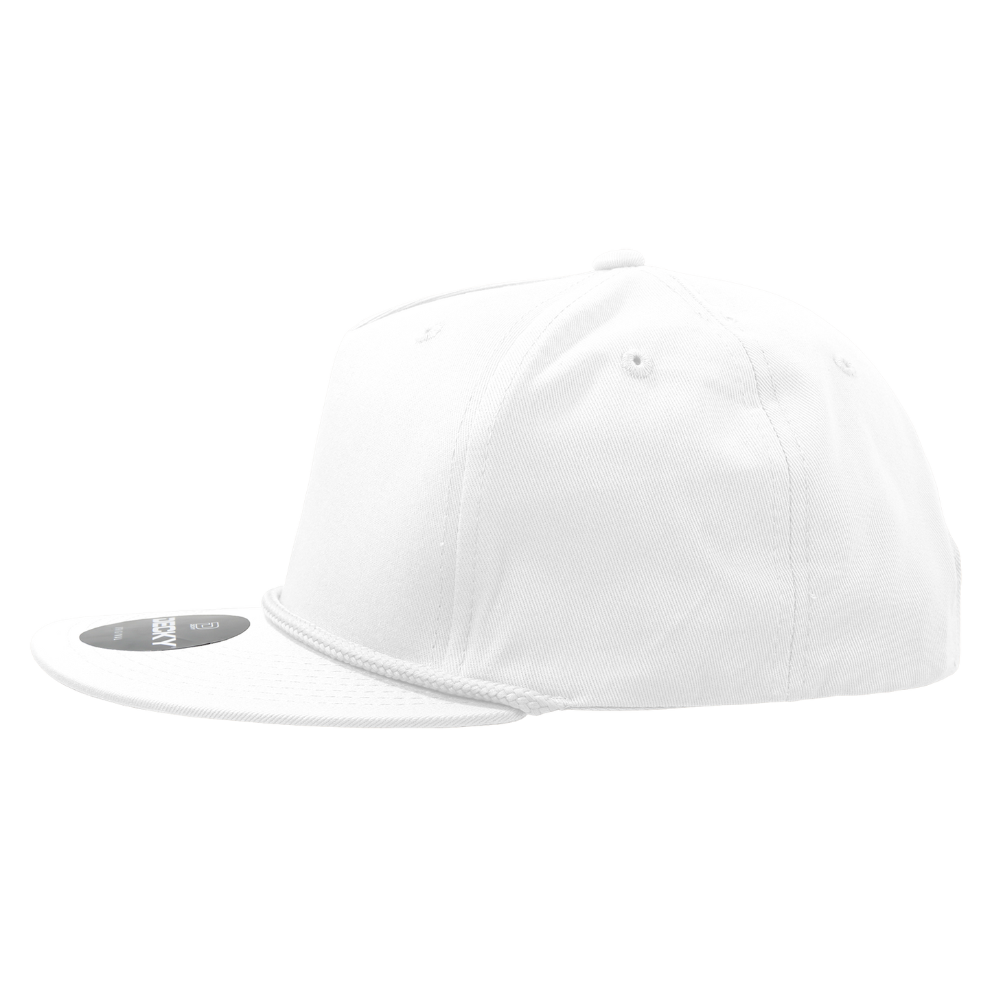 Decky 1041 - Classic Flat Bill Golf Hat with Rope, Snapback: Black