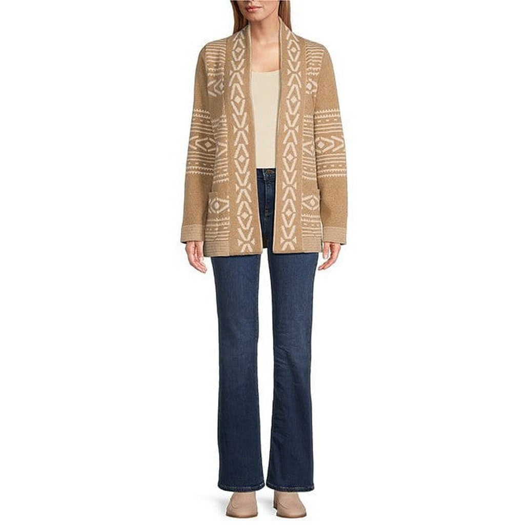 Discovery Alpaca Wool Geometric Shawl Collar Long Sleeve Belted Cardigan