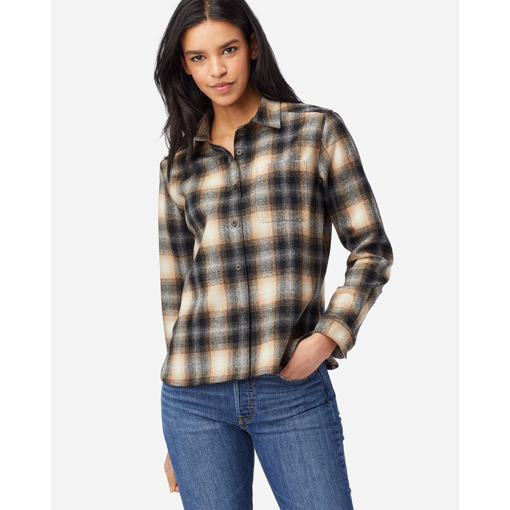Cropped Lodge Shirt - Black/Tan Ombre