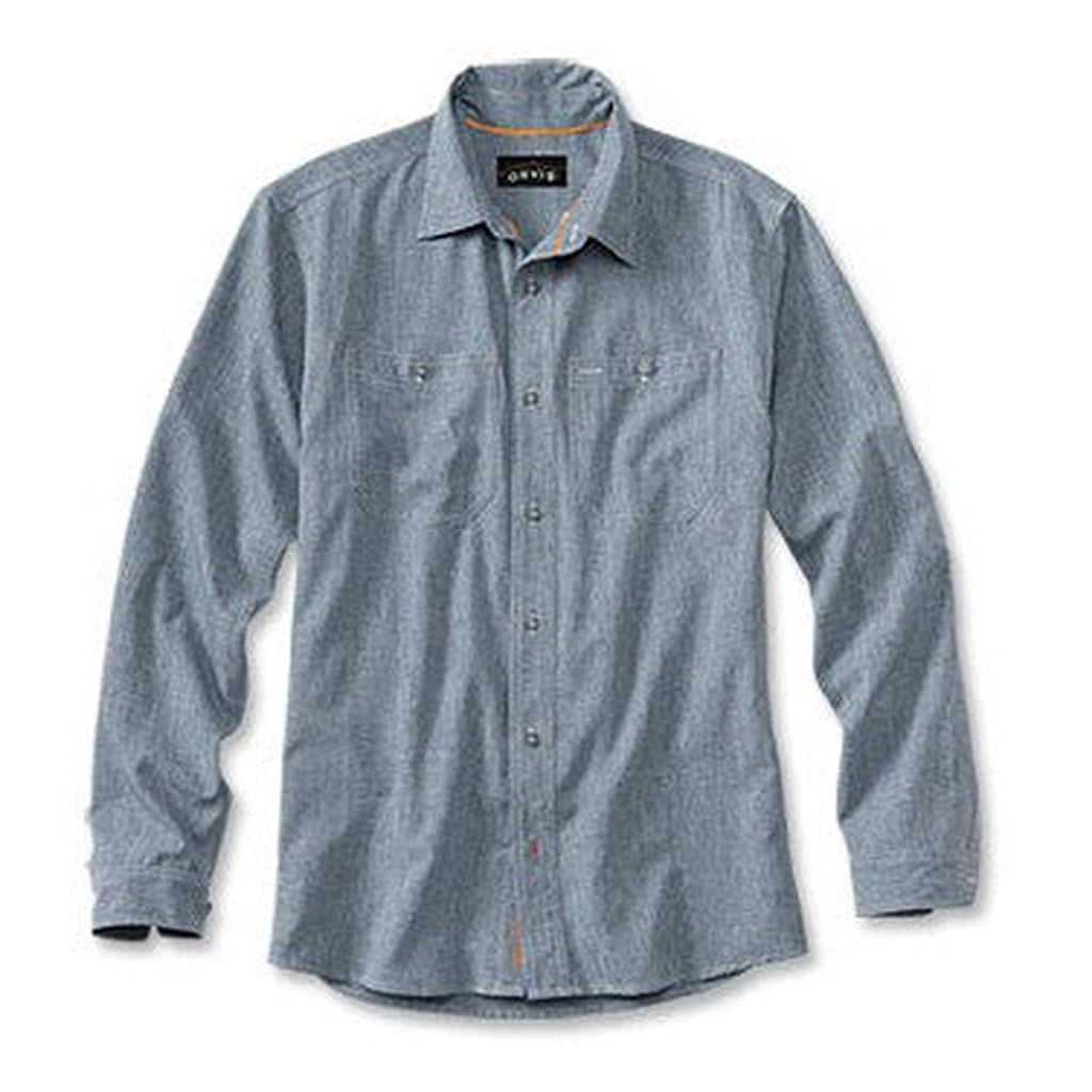 TECH CHAMBRAY LS WORK SHIRT - Blue chambray