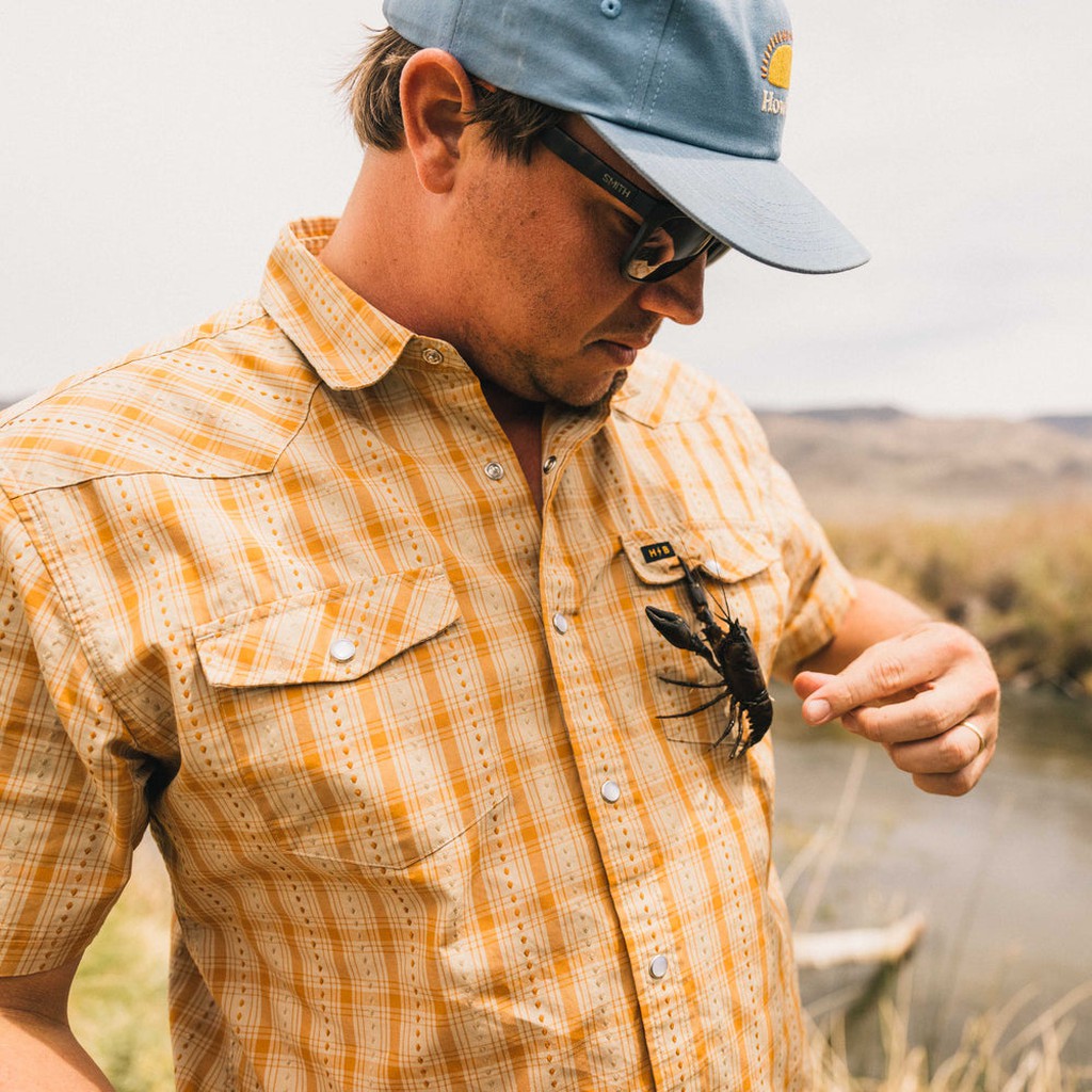 H Bar B Snapshirt - Aperture Plaid : Pumpkin