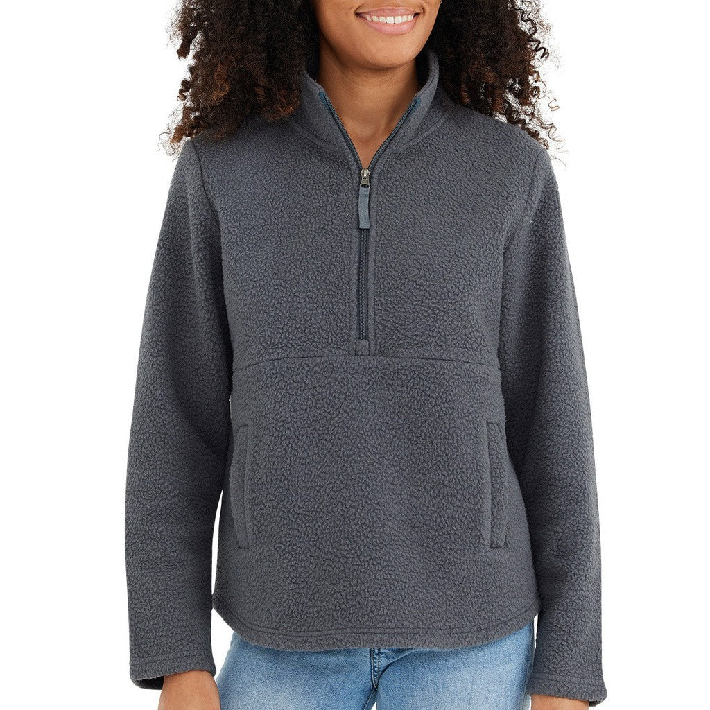 Women's Bamboo Sherpa Fleece Half Zip - Iron Grey