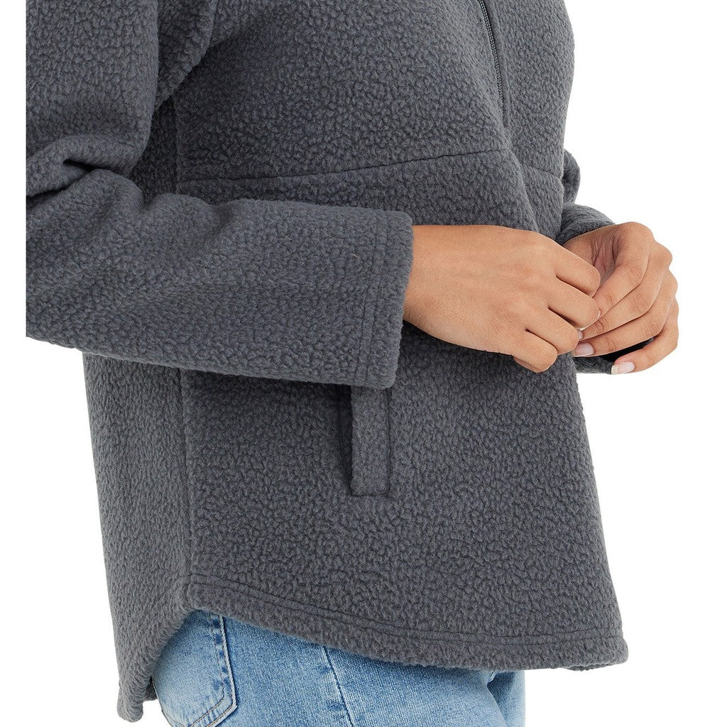 Women's Bamboo Sherpa Fleece Half Zip - Iron Grey