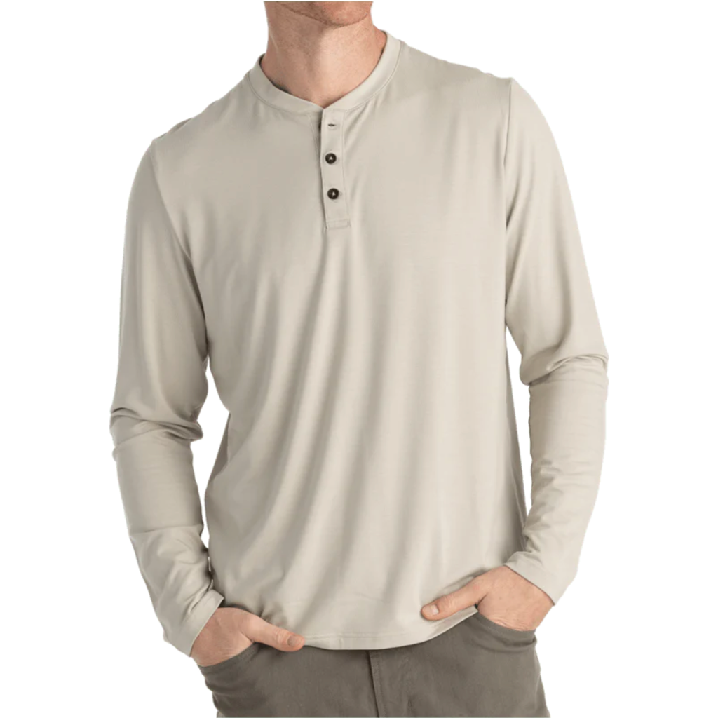 Men's Bamboo Flex Long Sleeve Henley - Sandstone