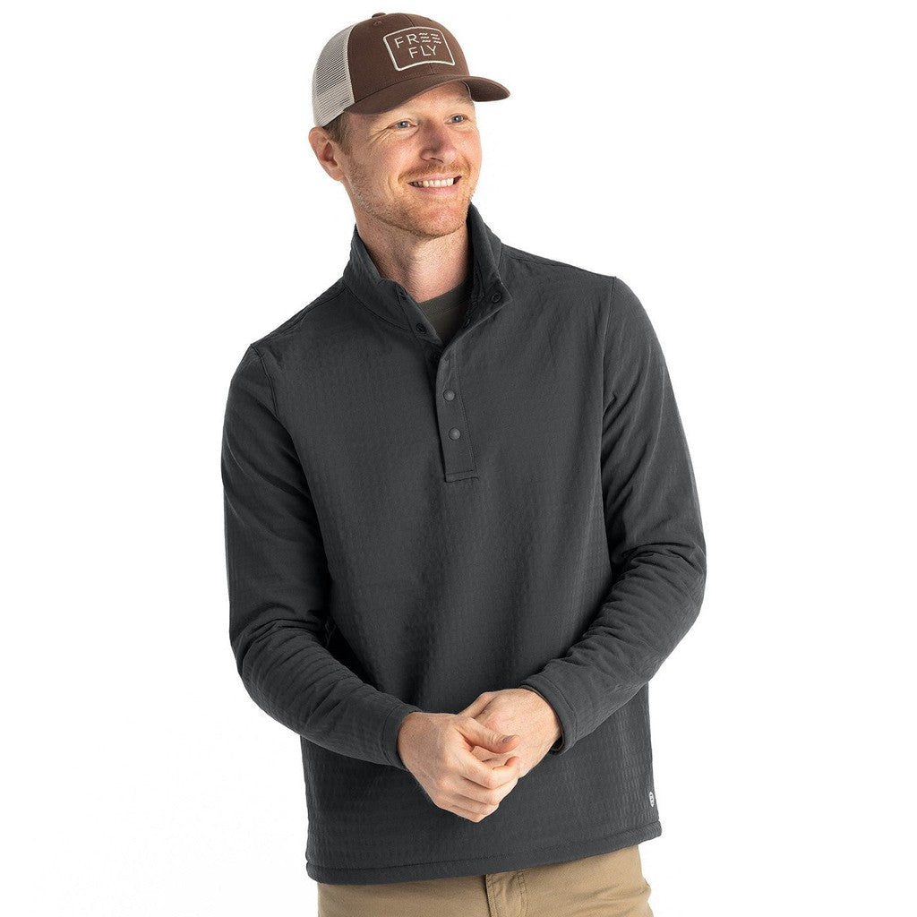 Men's Gridback Fleece Snap Pullover - Black Sand