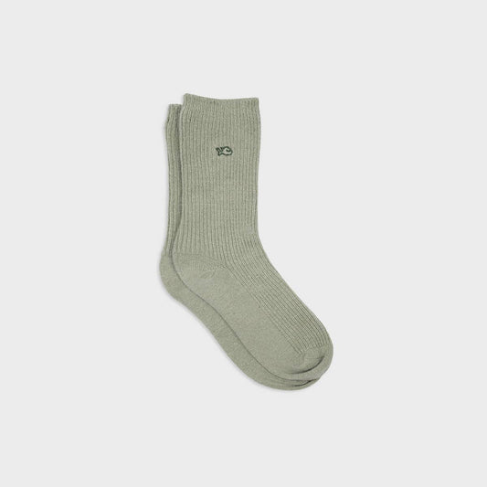 Almond green wool socks with angora: One size