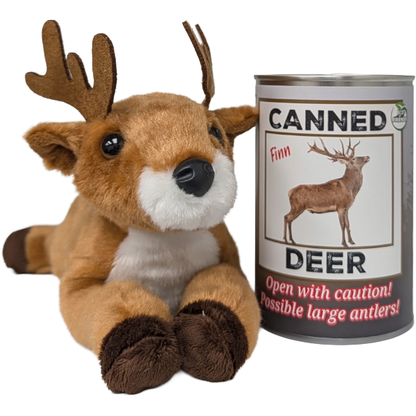 Canned Deer | Animal Plush w/Jokes | Unique Hunting Gift: Pop Top Lid