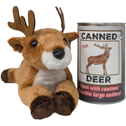 Canned Deer | Animal Plush w/Jokes | Unique Hunting Gift: Pop Top Lid