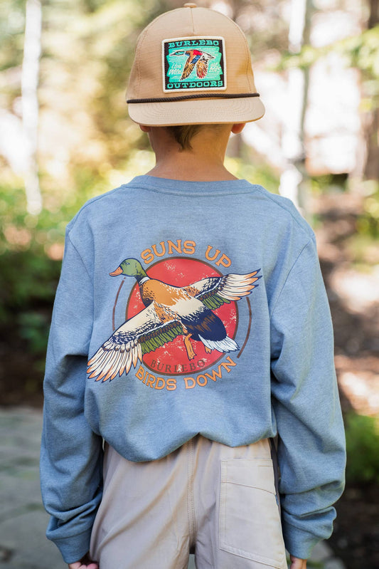 Youth - Suns Up Birds Down - L/S - Heather Blue Jean: XLarge (14-16)