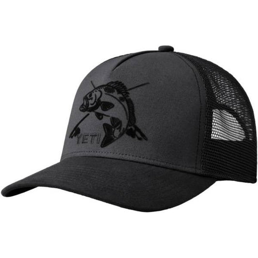 Fishing Bass Trucker Hat - Dark Gray/Black